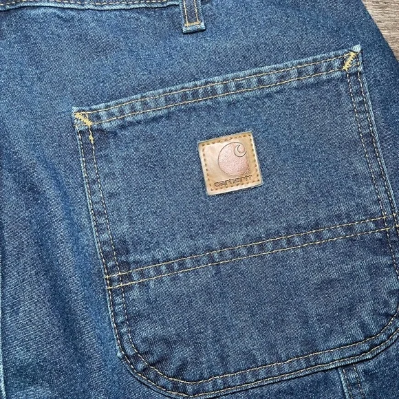 NWT Carhartt Men's Loose Original Fit Work Dungaree Jeans Size 34x32 Blue - Picture 10 of 10